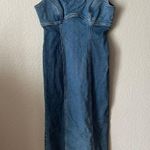 Anthropologie Pilcro  Square-Neck Corset Denim Midi Dress Small Photo 3