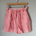 Boden 100% Linen striped Pink and White Women's Shorts Size 6 Photo 0