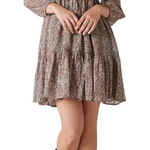 Lucky Brand Floral Paisley Lurex V-Neck Dress L Photo 0