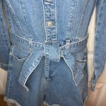 Paige  Vintage Collection Maggy Tie Waist Long Sleeve Denim Romper Shorts 8 NWT Photo 7