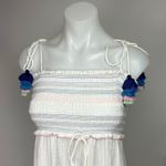 Playa Lucila White Smocked Tassel Spaghetti Strap Tiered Ruffle Maxi Dress Sz XS Photo 5