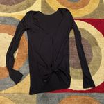 Lululemon Black Tie Back Long Sleeve Shirt Top Thumb Holes Cotton Thin Size 2 Photo 1