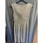 Jessica Howard  Dress Womens 10 Silver Foil-Knit Cowl Neck Side Ruched B63 Photo 4