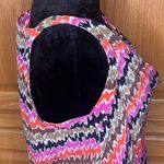 Trina Turk  Cowl Neck Sleeveless Vibrant Abstract Print Silk Blouse Size‎ Large Photo 6