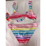 Jordan Emme  Tie-Front Bikini Set‎ Pastel Rainbow Striped Swimsuit Size S Photo 2