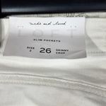 Loft SZ 26/2 Skinny Crop Jeans Mid-Rise Stretch Frayed Hems Pocket Zip-Fly White Photo 6