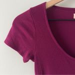 Hollister 3/4 Zip Ribbed Bodysuit Burgundy Purple Short sleeve round neck snaps Photo 3