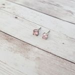 Dainty Pink Gem Stud Earrings Photo 1