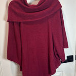NEW DIRECTIONS WEEKEND Short Sleeve Cowl Neck Poncho Sweater, Womens 3X Red Photo 0