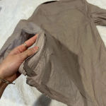 Foxcroft  Womens Shaped Fit Minimalist Button Up Top Size 12‎ Beige 100% Linen Photo 4