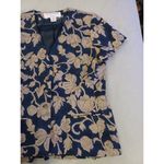 Rena Rowan  for Saville womens unstructured 4 button blazer top floral blue tan Photo 4
