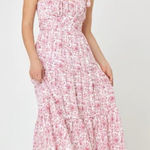 Trixxi  Pink Floral‎ Midi Fit + Flare Dress L Cottagecore Coquette Romantic Flowy Photo 0