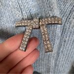 ZARA Wool Blend Oversized Cardigan Sweater Womens S Rhinestone Bow Coquette Photo 7