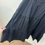 Chico's  Poplin Fringe Puff Sleeve Dress Midi Length Black Tiered Skirt Size 12 Photo 6