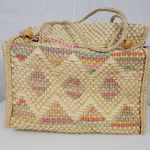 Vintage Woven Straw Seagrass Picnic Basket Bag Cotton Lined Beach Summer Day Out Photo 10