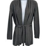 ZARA Knit Open Front Shawl Collar Draped Waist Tie Long Sleeve Cardigan Sweater Photo 2