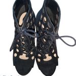 via spiga  Eloise Black Suede Cage Booties Heels Photo 2