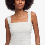 Madewell White Poplin Smocked Tank Top Size Medium Photo 0