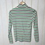 J.Crew Women Vintage Rib Green Ivory Striped Turtleneck Gold Buttons XS 644 Photo 7