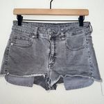 American Eagle AEO Gray Wash Denim Super Stretch Cut Off Hi Rise Shortie Shorts Photo 0