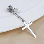 2 Piece Dangling Silver Cross Earrings Photo 6