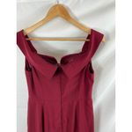 Dessy Collection Vivian Diamond Notched Off the Shoulder Crepe Gown size 10 Red Photo 5