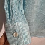 J. McLaughlin Blue white pinstripes  cotton button down shirt size small S : WO7: Photo 5