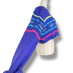 Vintage 90s Summit County Neon Purple Aztec Knit Cropped Crewneck Sweater Small Photo 3