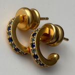 NWOT Julie Vos Gold Earrings with Blue Accents Photo 0