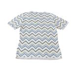 Talbots Women's Zig Zag Knit Top Short Sleeve Cream Blue Yellow M Photo 4
