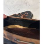 Eddie Bauer Vintage  Black brown leather boat shoe loafer Camp 90s nautical Photo 8
