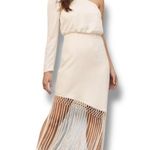 Lulus  Love at Dusk Asymmetrical Fringe Dress in Cream Size Small NWT Photo 1