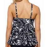 Island Escape Tiered Tankini Top Waist Minimizer Palm Print Black White 6 Photo 1