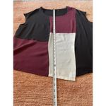 Vera Wang Simply Vera Colorblock Sleeveless Top Tunic 1X Burgundy Black Cream Bl Photo 3