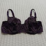 Cacique 40DDD Purple Floral Lace Metallic Unlined Balconette Bra Underwire Photo 10