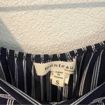 Monteau Crepe Blue & White Striped Flutter Sleeve Jumpsuit Size S Photo 3