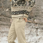 Peruvian Connection Peruvian Connectio Virgin Wool Flannel Joggers Cream Medium Fall Cozy Lounge Photo 0