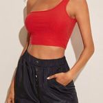 SheIn One Shoulder Cropped Shirt Photo 0