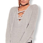 Missguided  SZ 8 lace up knit jumper/sweater Photo 0