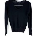 Wow Couture Fitted Ribbed V-Neck Fine Gauge Sweater Black S Photo 0