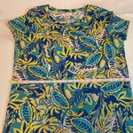 Stella Parker Women’s Size L Chest Pocket T Shirt Cotton Dress Tropical Teal Blue Size L Photo 6