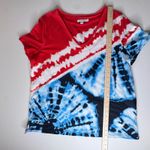 Chico's Tie Dye V-Neck Short Sleeve Tee Size 2 Large Americano Patriotic Summer Photo 8