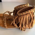 Not Rated  "XENIA" Tan Fringed Sandals - Metal Stud Trim Women's Size 7 Photo 6