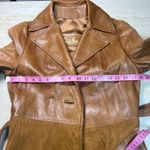 Vintage 70s Skin Gear Napa Ante Leather Trench Coat S Patchwork Tan Brown Photo 8