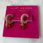 Kurt Geiger NWOT  Gold and Red Cherry Hoop Earrings Photo 2