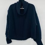 Free People Cowl Neckline Be Yours Pullover Chunky Knit Sweater Black Sz Medium Photo 4