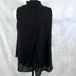 Black smocked mock neck double layer flowy top size large Photo 2