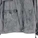 Free People NWT Railroad Jacket Womens S Washed Black Pin Striped Knit Moto Punk Photo 4