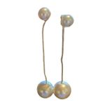 Pearl Dangle 2 Way Drop Or Stud Earrings NEW White Photo 2