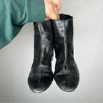 Mango | leather ankle mid heeled boots Round toe black 38 Photo 3